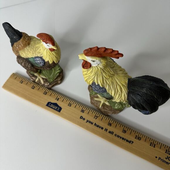 Vtg Lefton China Hand Painted Rooster Hen Figurines 11304 Farm Country Chickens - Picture 10 of 11